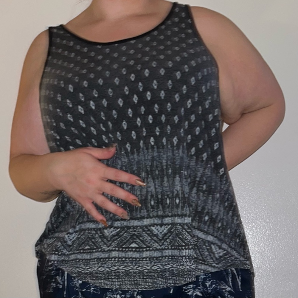 Patterned Black and Gray Women's Tank Top
